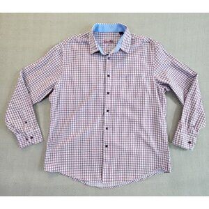 Tasso Elba Shirt Men's 16-16 1/2 33/34 Blue Purple Windowpane Long Sleeve EUC